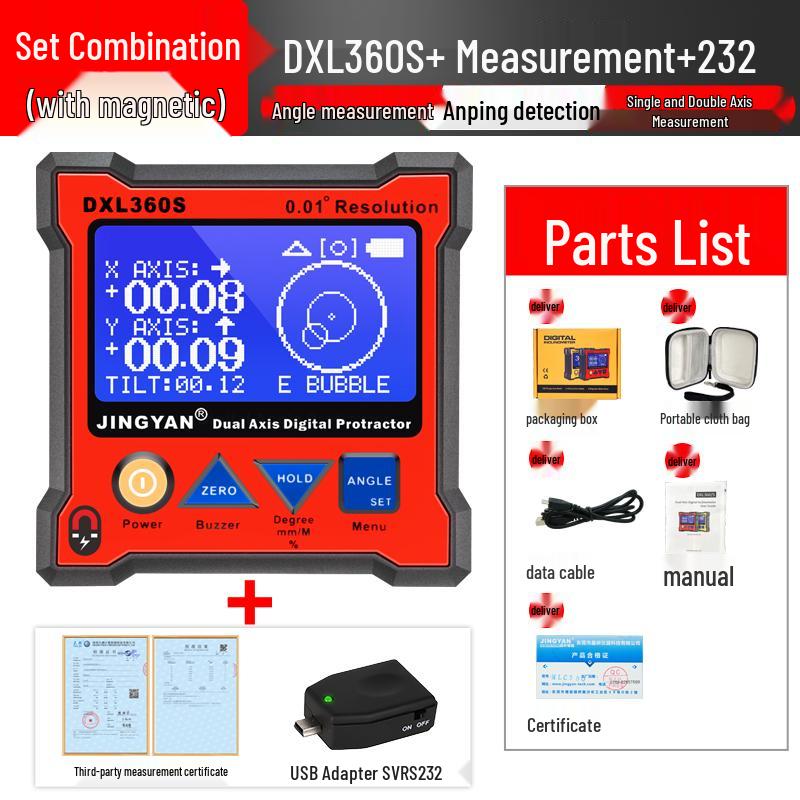 Jingyan DXL360S High-Precision Digital Dual-Axis Angle Meter with Lithium Battery