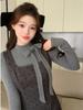 Women’s Slim-Fit Autumn Two-Piece: Long Sleeve Top & Polka Dot Dress