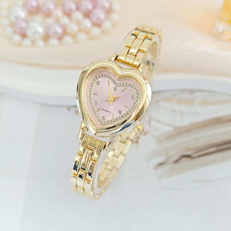 Dames Hartvormige Strass Horlogeband Armband Polshorloge