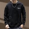 Men's Black Long-Sleeve Round-Neck Sweatshirt - Comfortable, Versatile, New Spring/Autumn Arrival