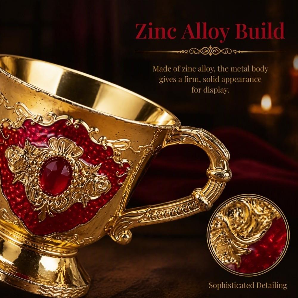 Gold Red Vintage Mini Wine Cup Zinc Alloy Metal Cup Ornament Shelf Decoration