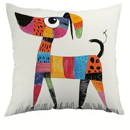 Cartoon Color Dog Pattern Cushion Cover Sofa Chair Car Waist Throw Pillows Office Bedroom Pillowcase Home Living Room Decorative