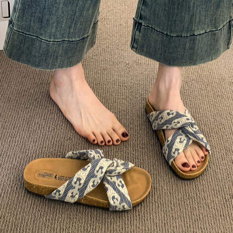 Fashion Shoes Low Rubber Rome Fabric Hoof Heels PU Low Shoes Hoof Heels Fabric Rome PU