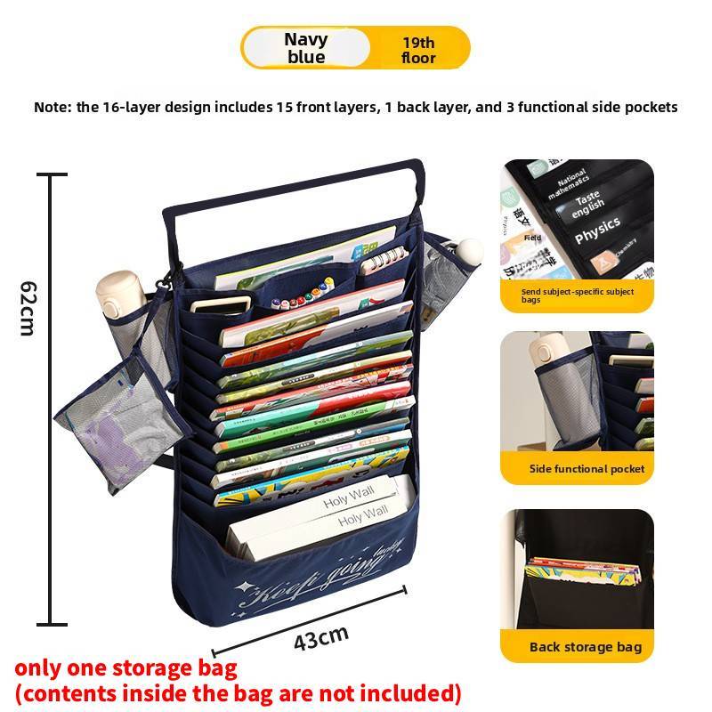 Oxford Cloth Multilayer Wall Mount Organizer With Hanging Design For Classroom And Home Storage