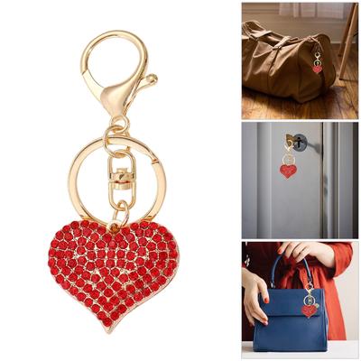 Sparkling Heart Keychain With Full Rhinestone Elegant Design Alloy Keyring Pendant For Gifts And Daily Use