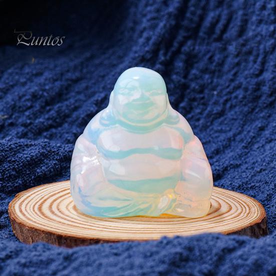 Carving Buddha Figurine Natural Stone Positive Healing Energy Colorful Hand-carved Decorative Sculpture Laughing Statue Desktop Decoration Birthday
