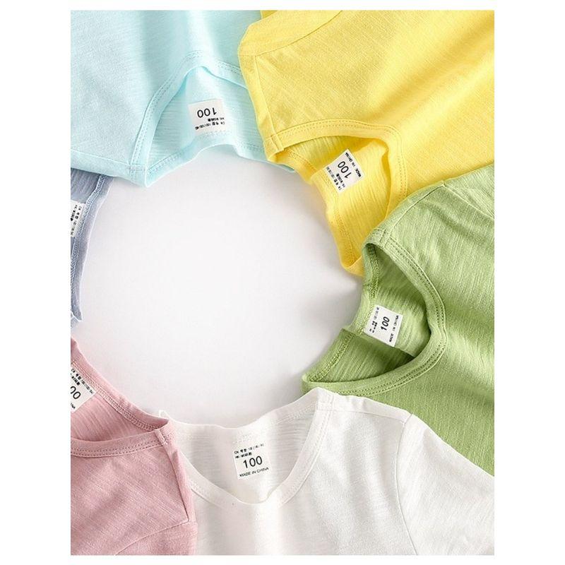 Slub Cotton Crew Neck Light Breathable Solid Color Ins Short Sleeve