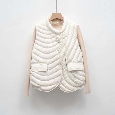 Down Vest New National Standard 90 Down Casual Autumn and Winter Light and Simple Solid Color Round Neck Loose Coat