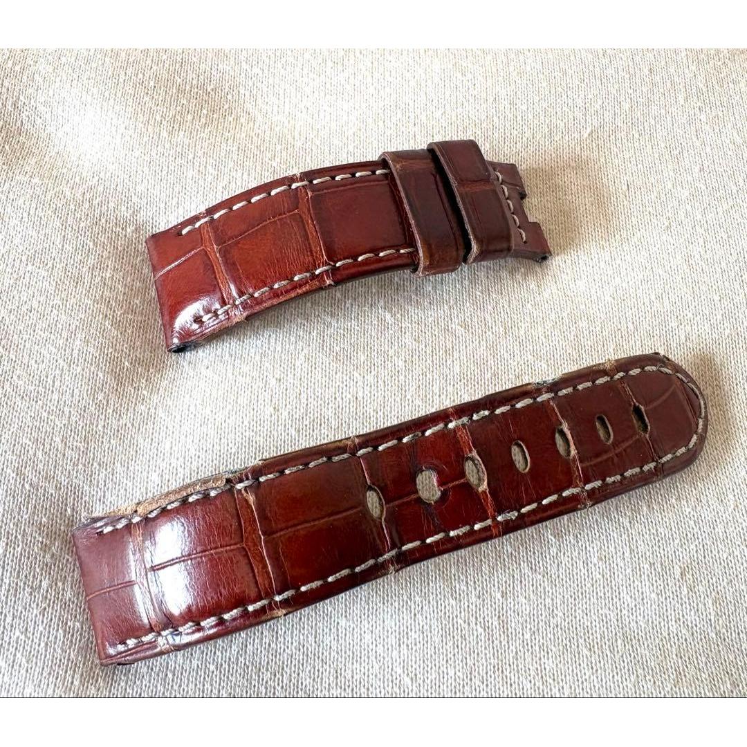 Used OFFICINE PANERAI Genuine Red Brown Alligator Strap Belt