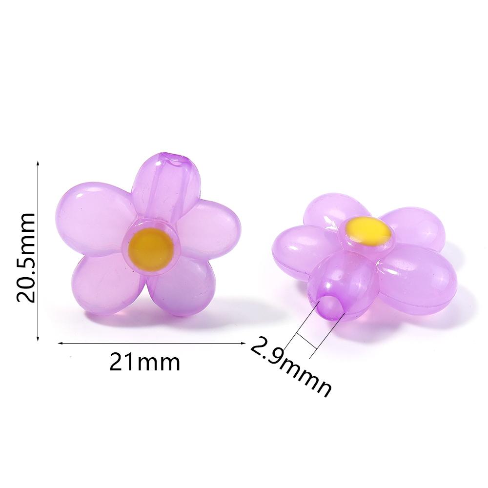20pcs 20.5x21mm Flower Acrylic Beads Colorful Five Petals Flower Loose Beads For Jewelry Making DIY Bracelet Earrings Keychain
