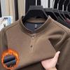 Men's Solid Color Fleece-Lined Sweatshirt, 2025 Autumn/Winter Collection - Thick, Double-Sided German Fleece, Round Neck, Casual Warm Base Layer