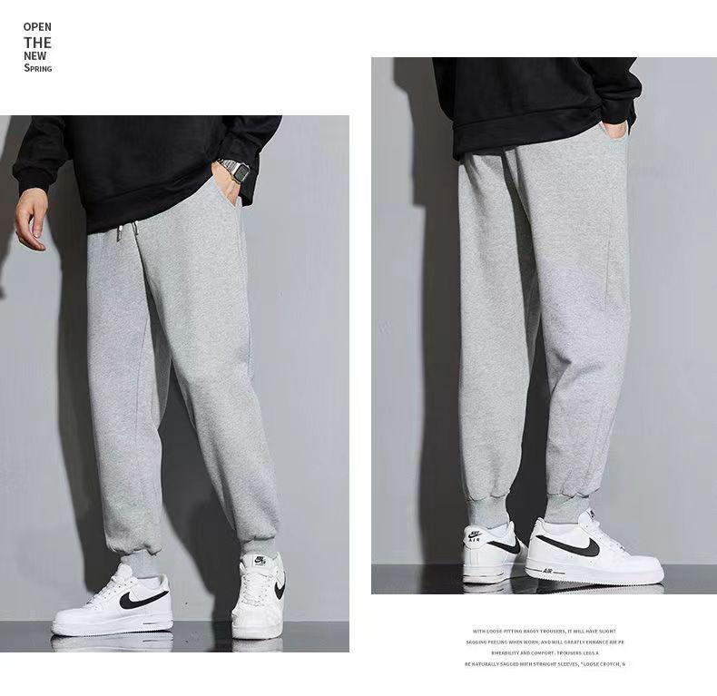 2025 Men's Pure Cotton Cuffed Sweatpants: Casual, Breathable, Loose-Fit, Versatile Knitted Sports Pants for Autumn.