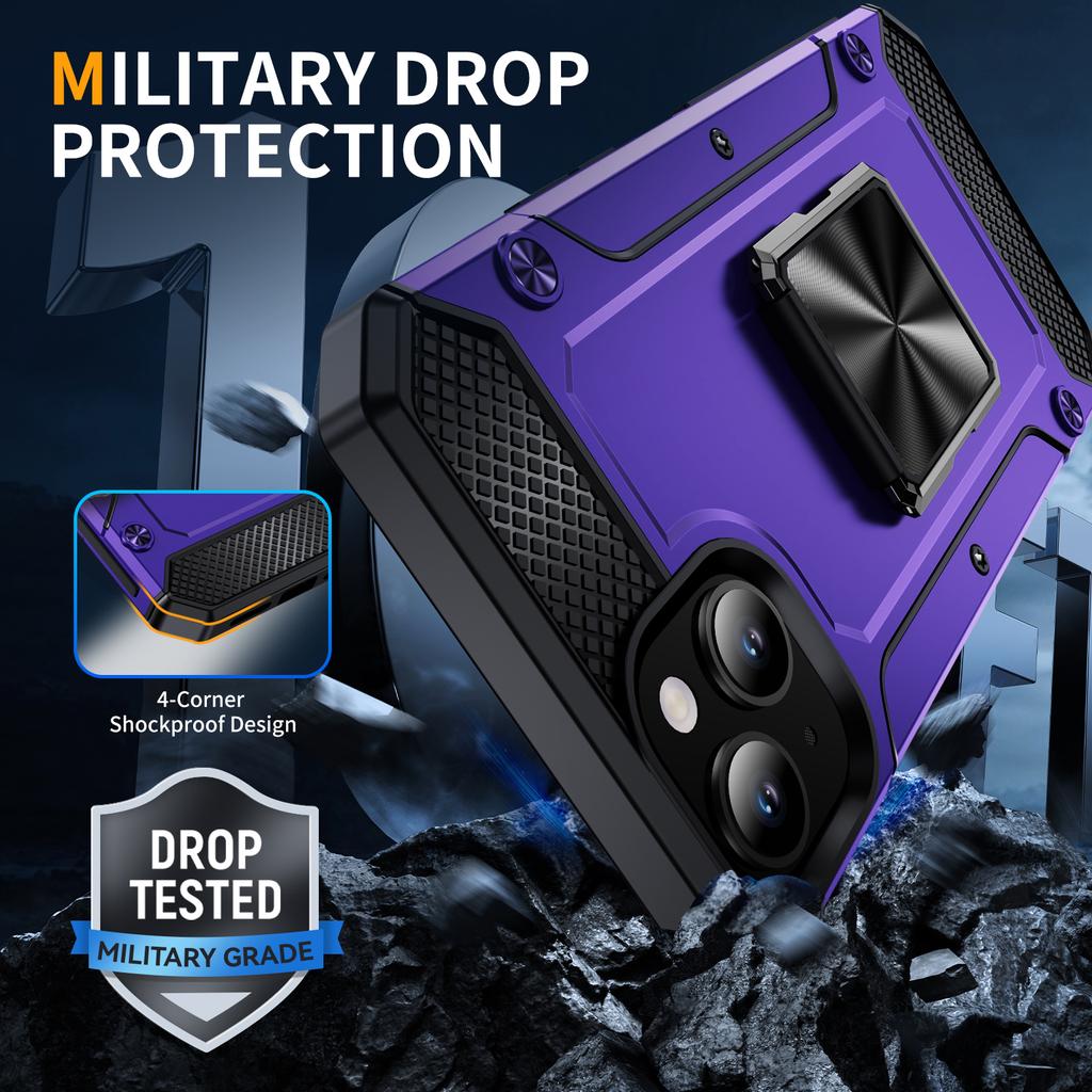 Pro iPhone 15 Pouzdro Držák Prstenu PC+TPU Rohové Tlumení Kryt Telefonu