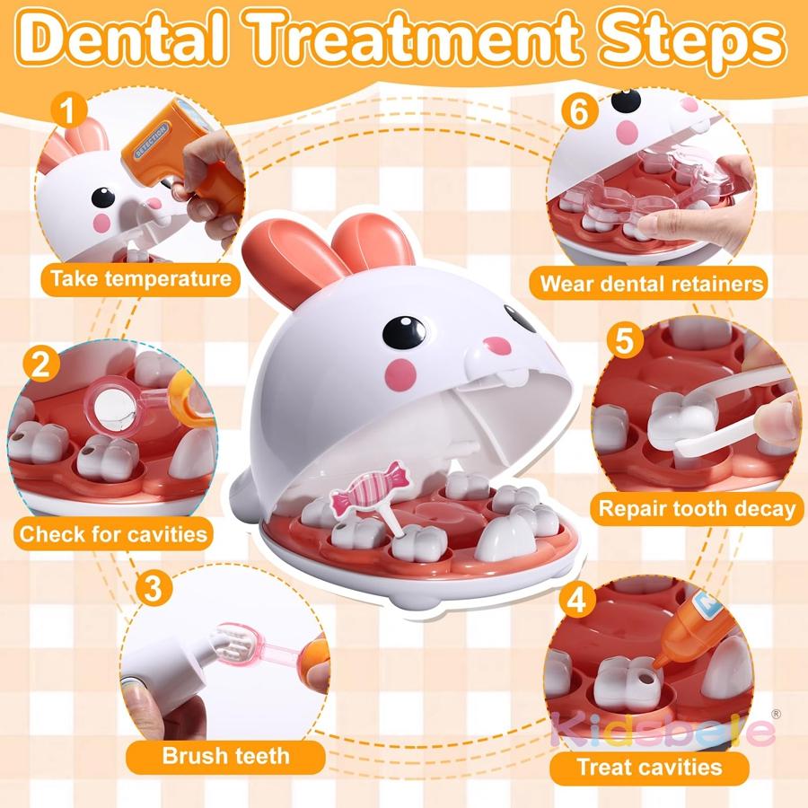 Kids Dentist Role Play Toy – Bunny Teeth Game With Dental Tools, Educational Pretend Play, Fun Interactive Gift