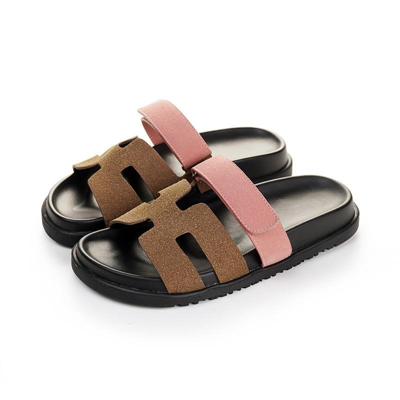 Dámské nazouvací sandály Pohodlné ploché nazouvací kožené sandály