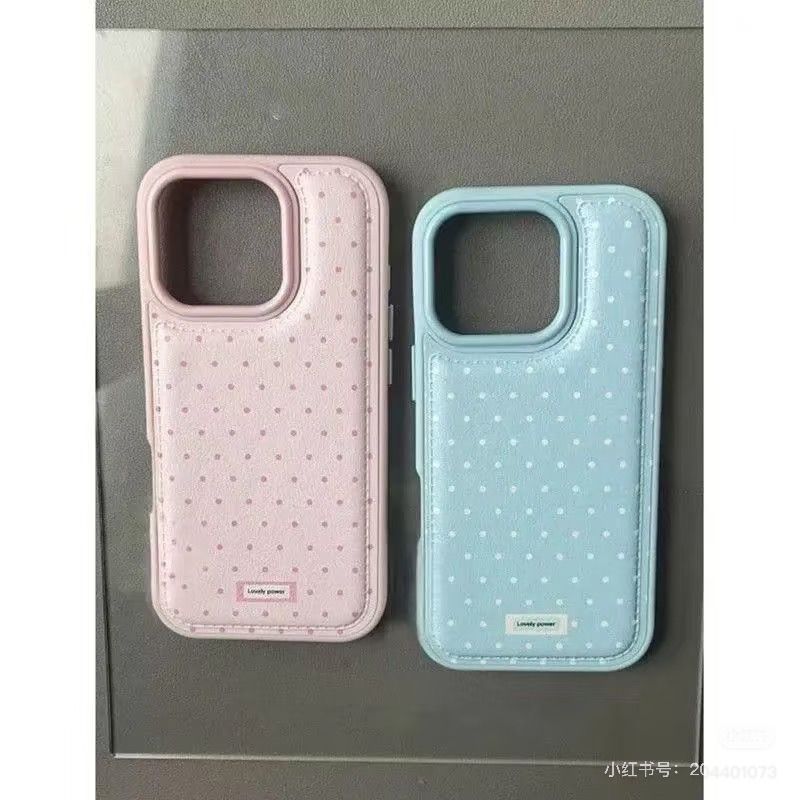 Ins Korean Small Fresh Full Screen Polka Dot Leather Phone Case For For Iphone 17 Air 16 15 14 13 12 11 Pro Max Plus Y2K Cute Cover
