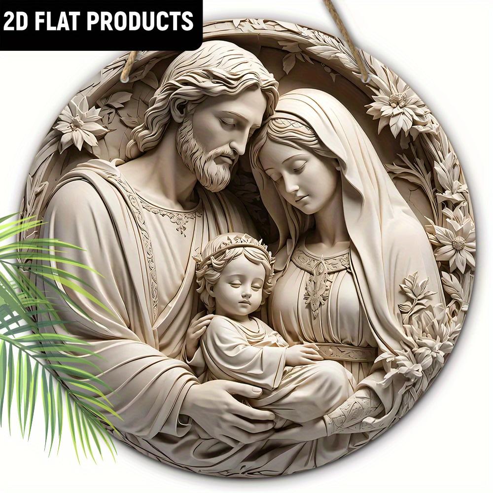Holz Szene Dekor Ornamente Schild - Jesu Geburt und Heilige Familie, Jesus, Maria, Josef Design-für Tür, Wand, Zuhause, Zimmer, Bauernhaus, Straße, Geschäft