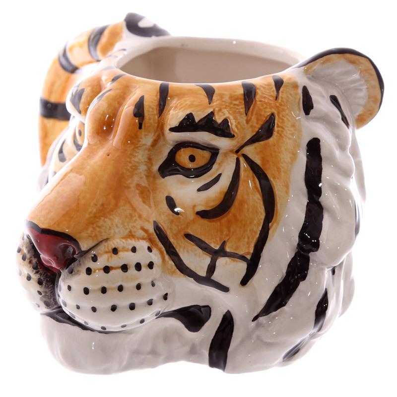 Tazza in Ceramica con Testa di Animale 3D: Disegni di Tigre, Lupo, Leone, Bulldog, Carlino