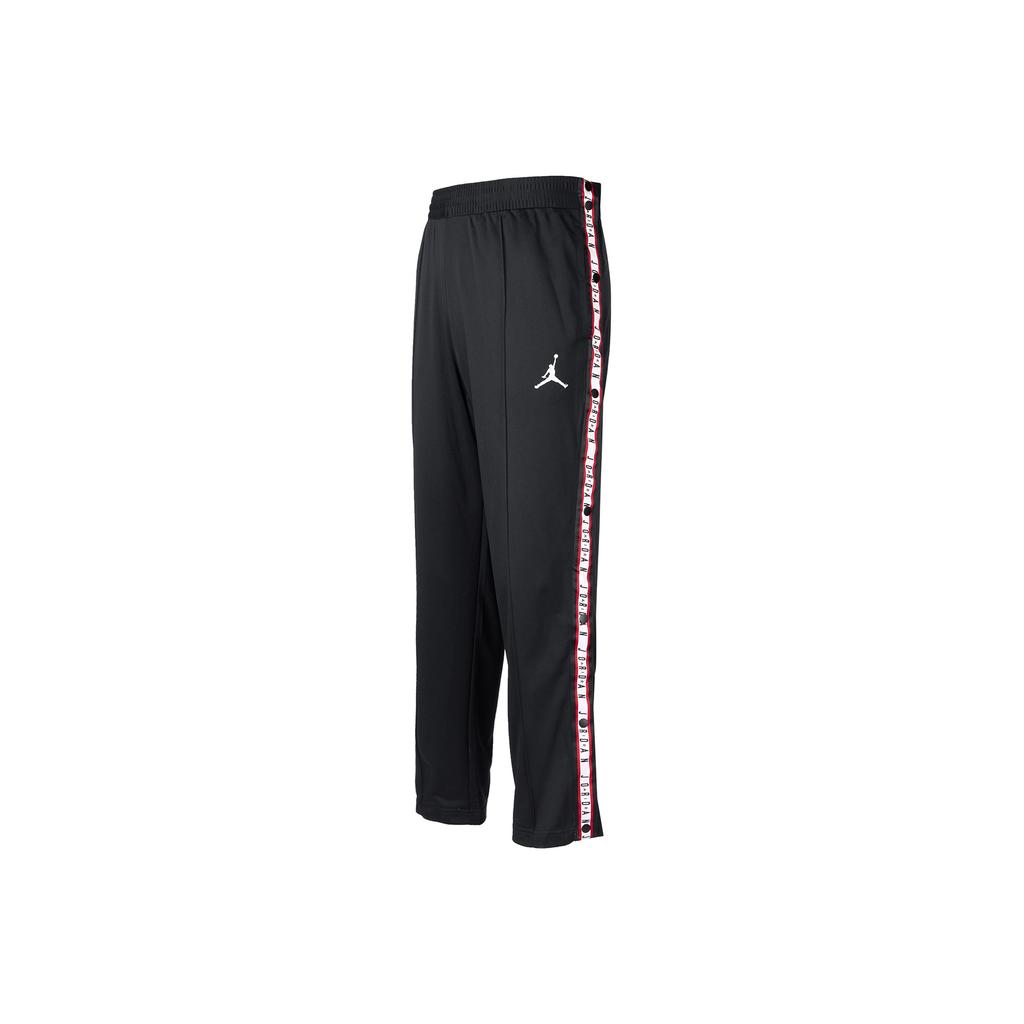 Jordan Air Side Snap-Button Logo Print Mid-Rise Drawstring Knit Joggers Men Bottoms Black CK1455-010