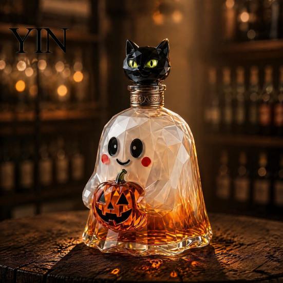 Home Bar Accessories Halloween Ghost Whiskey Decanter, Pumpkin And Cat Stopper Decor, High Decorative Alcohol Dispenser Borosilicate Glass Creative