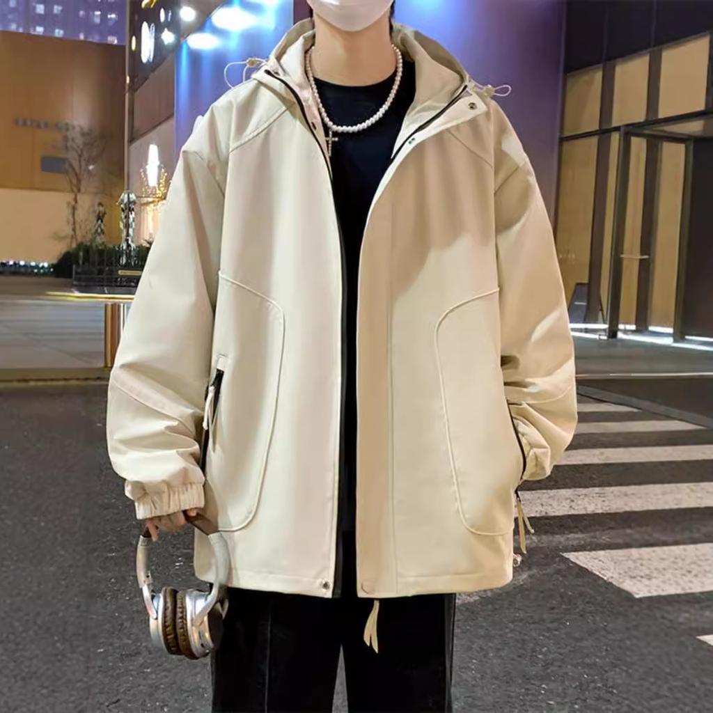 Men's Spring and Autumn New Loose Heavy Fatty Plus Fatty Plus Hooded Casual Jacket