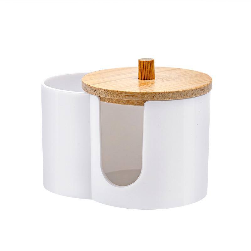 Portable Dual Hole Cotton Swab Holder Modern Round Cosmetic Storage Container for Cotton Pads and Makeup Sponges