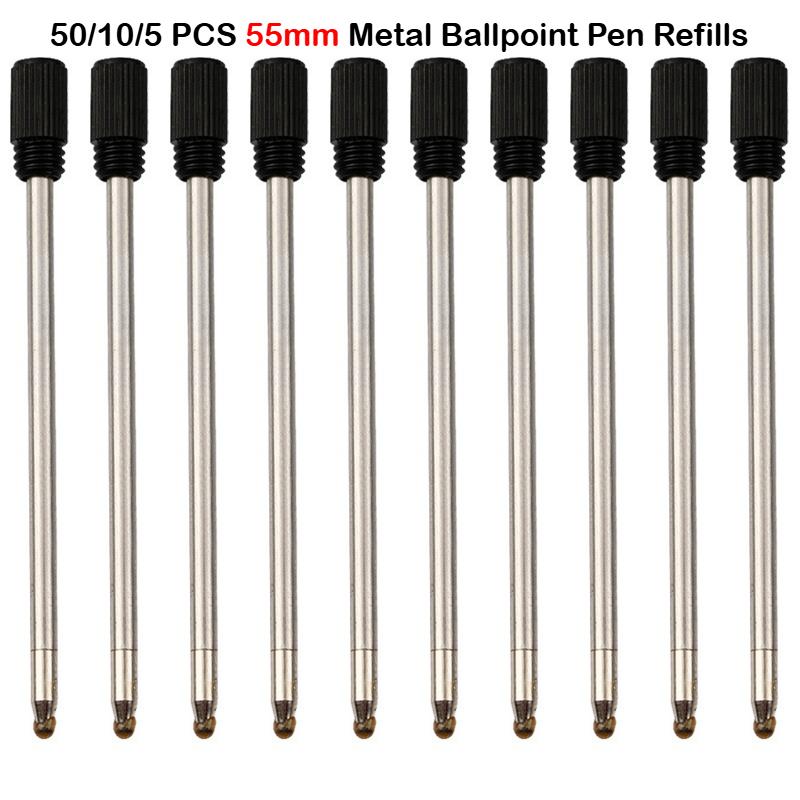 50/10/5 PCS Metal Ballpoint Pen Refills Black Blue Pen Refills 55mm Pen Refill Gifts School Office Supplies Stationery