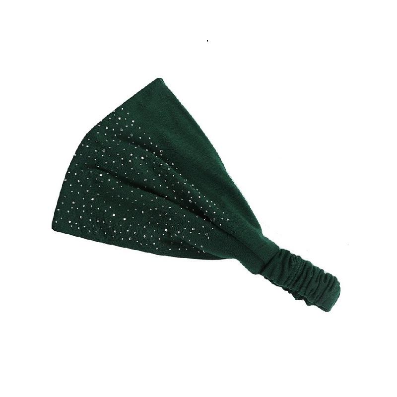 Einfarbiger Strass breiter Rand hinten elastisches Stirnband für Damen