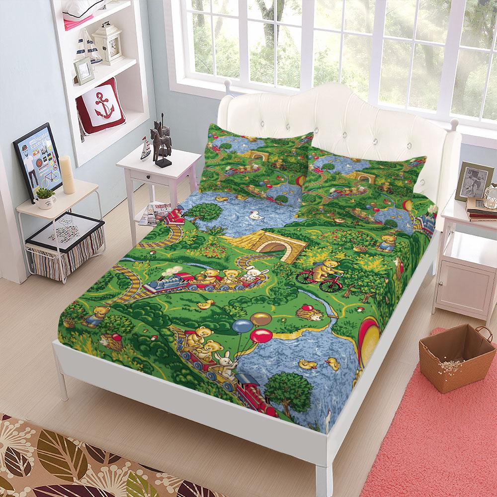 Jurassic Dinosaurs Children Fitted Sheet Set King Queen Double Full Size Bed Linen Set
