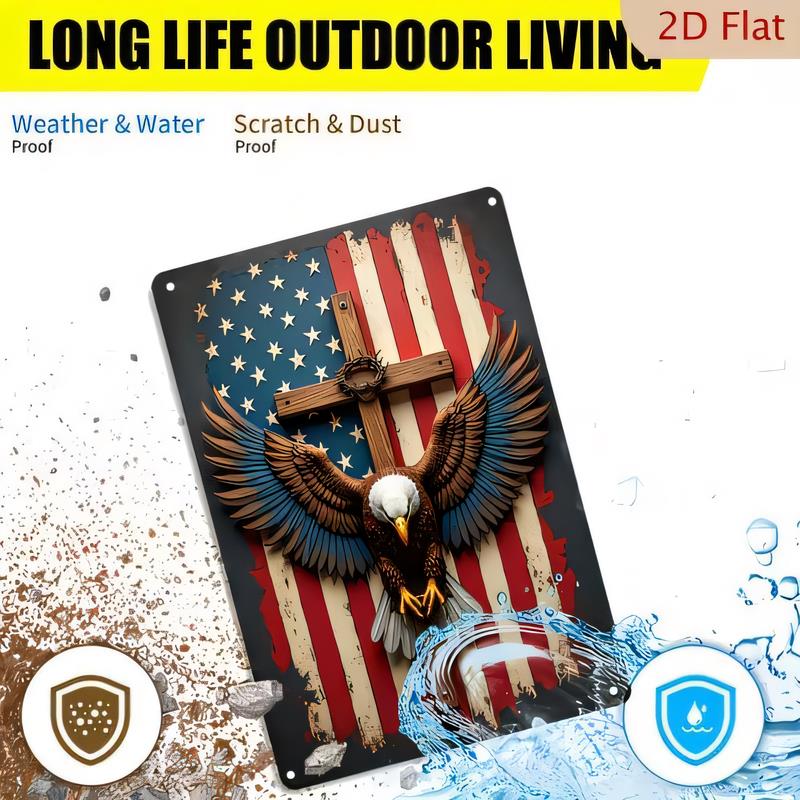 Tin Sign Eagle American Flag Metal Poster D Outdoor Living Weatherproof Vintage Rustic Wall Decor for Garage Bar Man Cave Ret