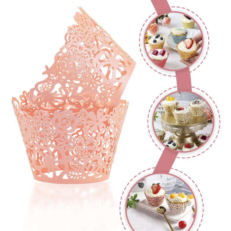 YOMDID 30pcs Cakes DIY Lace Paper Cup Decoration Hollowed Out Flower Clusters Paper Cup Edge Birthday Wedding Baking Accessories