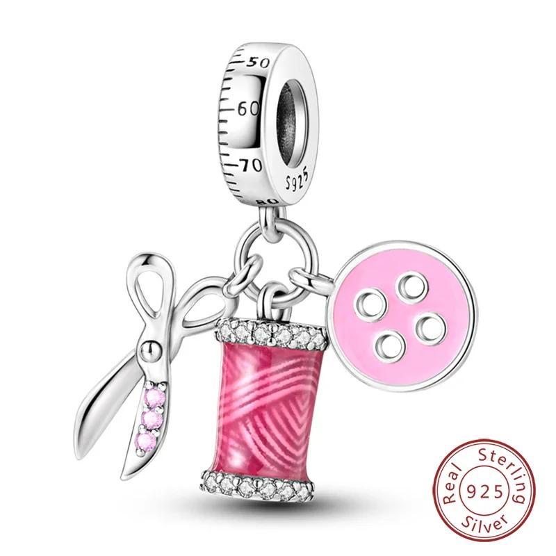 100% Copper Fashion Pink Princess Skirt Bag Lipstick Charms Beads Fit Original Bracelets Diy Jewelry Gifts