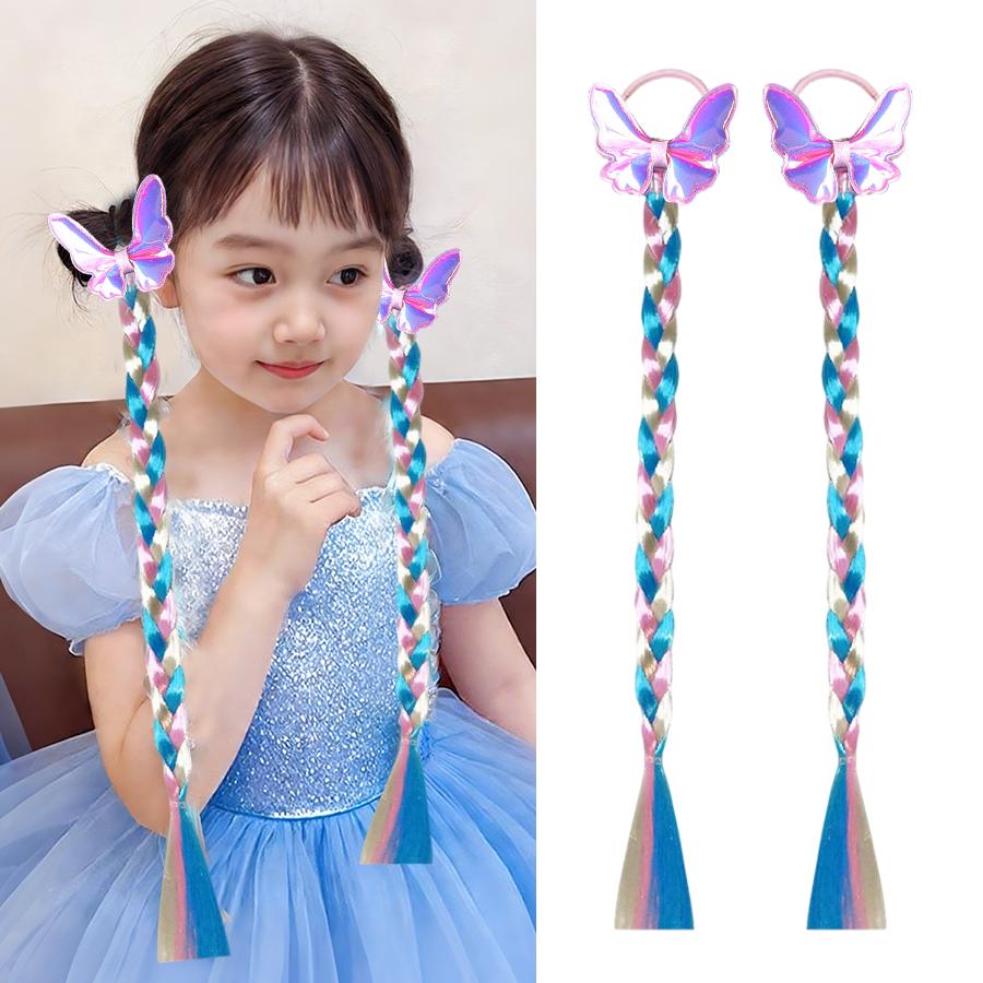 1/2pcs Cute Curly Hair Bowtie Wig Girls Hairpins Ombre Color Headwear Hair Clips for Princess Dress Up Birthday Gift Party Favor