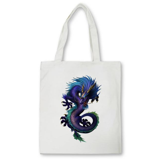 Drakono spausdinimo drobės krepšys Pirkėjų krepšys Harajuku Didelės talpos punk gotikos stiliaus moteriškos rankinės Klasikinis senovinis pečių krepšys Bolsas