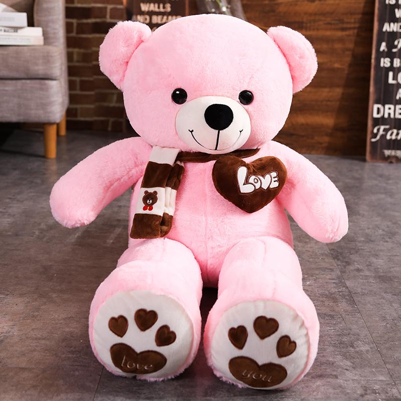 80/100CM 4 Colors Bear With Included Scarf Stuffed Animals Bear Plush Toysets Bear Doll Lovers Birthday Present Infant Present