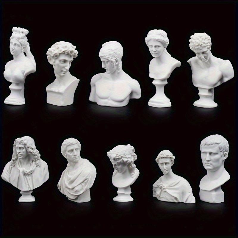 

10Pcs Pack Resin Mini Figure Statue Ornament Small Sketch Head Model Art Man Head Decoration Desktop Crafts and Weird Gift Ideas 10pcs светло-серый