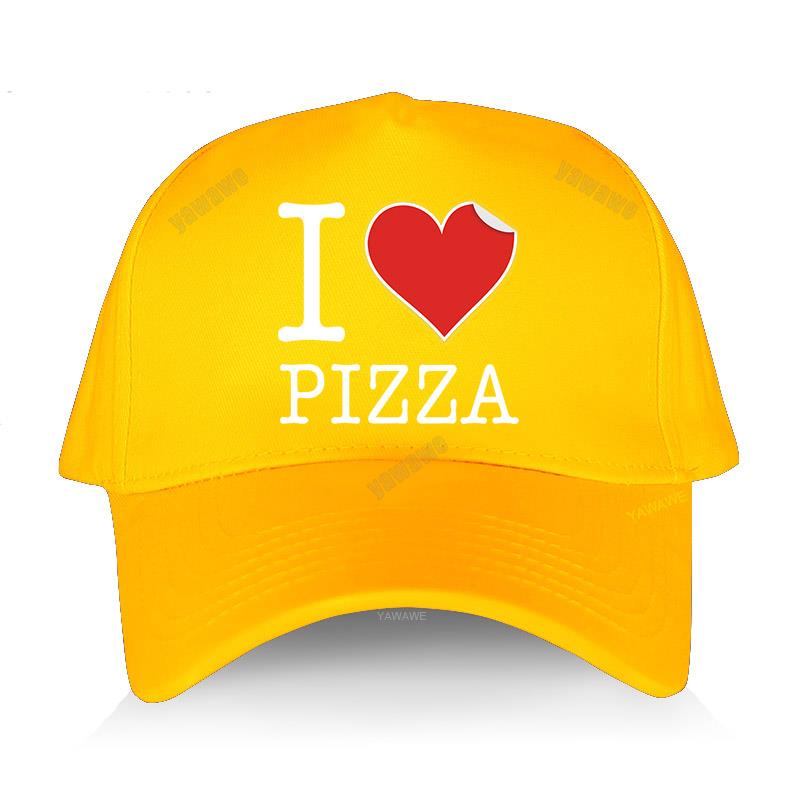 Gorąca sprzedaż męska letnia czapka z daszkiem czarna bawełniana regulowana czapka w stylu casual kocham pizzę LOGO unisex fajne czapki chłopięce na świeżym powietrzu