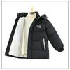 Winter Boys Jacket Long Solid Color Berber Fleece Lining Thick Warm Hooded Parka Teen Boy Snowsuit
