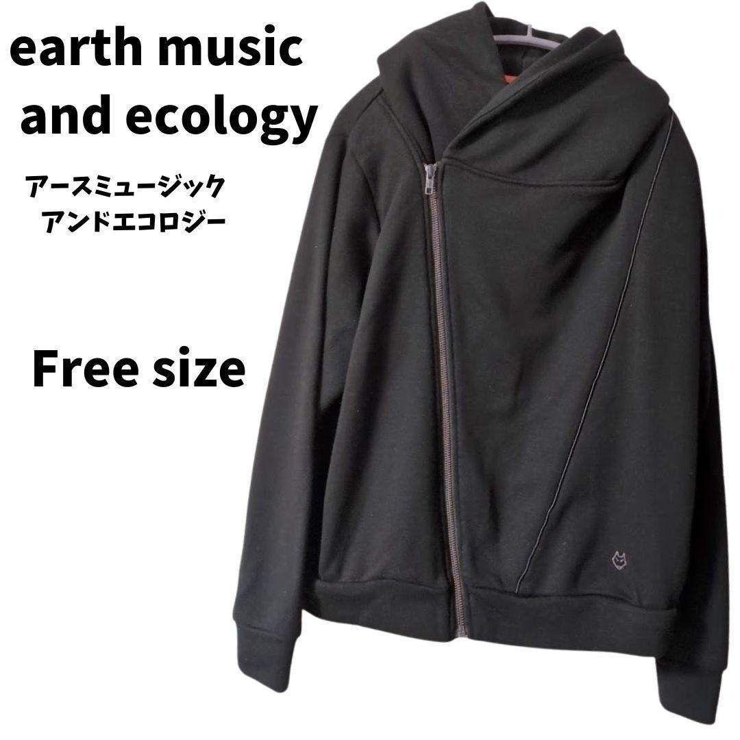 earth music  ecology black riders hoodie free size earth music  ecology black
