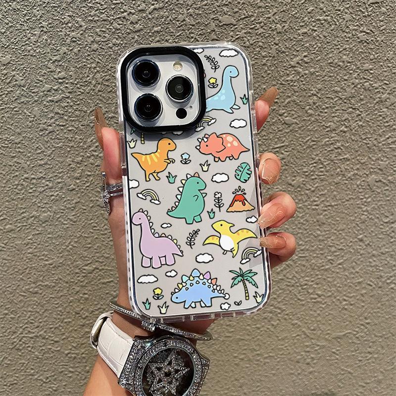 Summer New Fun Funny Little Dinosaur Iphone14 Transparent Mobile Phone Case Apple 17 Anti-drop Soft Case 16 Cute