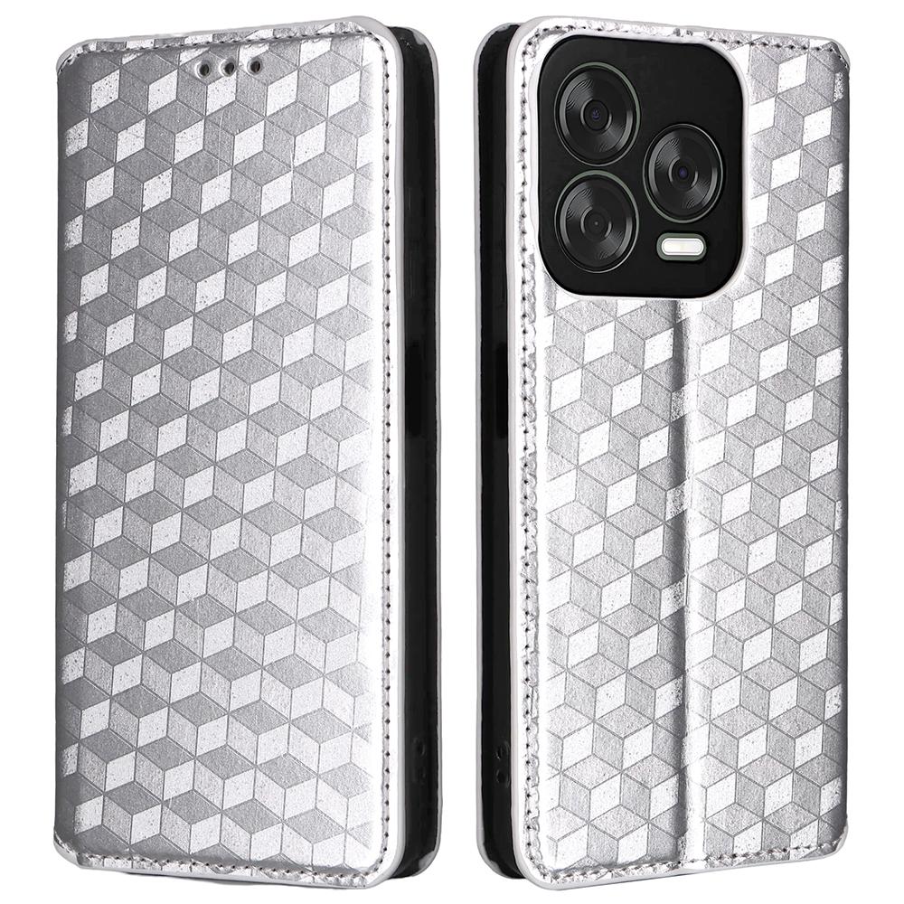 

Чехол-кошелек для телефона ZTE Blade V70 Design/Nubia V70 Design/Blade V70 Vita с ромбовидным тиснением, кожаная обложка для телефона Silver