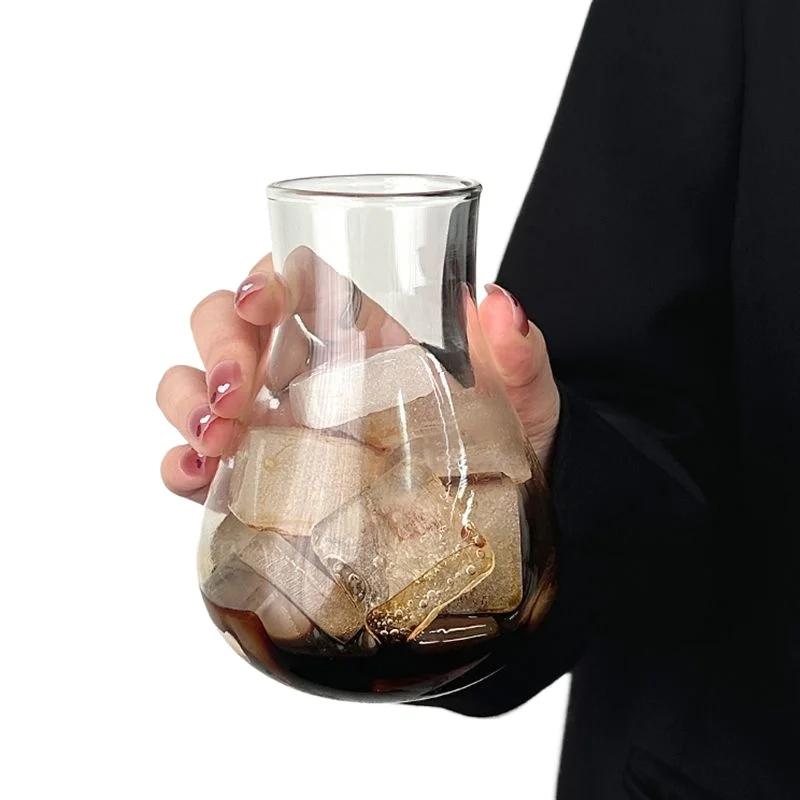 Žáruvzdorný hrnek na džus, mléko, čaj, domov, vysoce borosilikátové sklo, kreativní osobnost, výklenkový design, hrnek na ledovou americkou kávu, latte