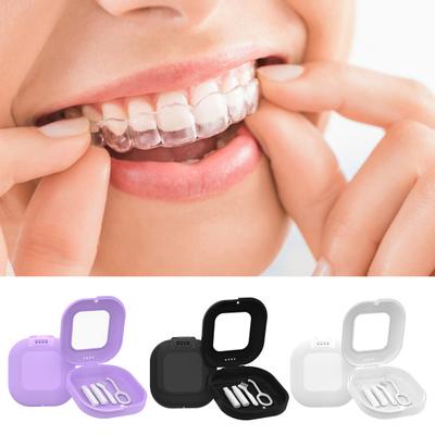Mirrored Braces Box with Vent Holes Removal Tool Sturdy Long Lifespan Retainer Case for Mouth Guards