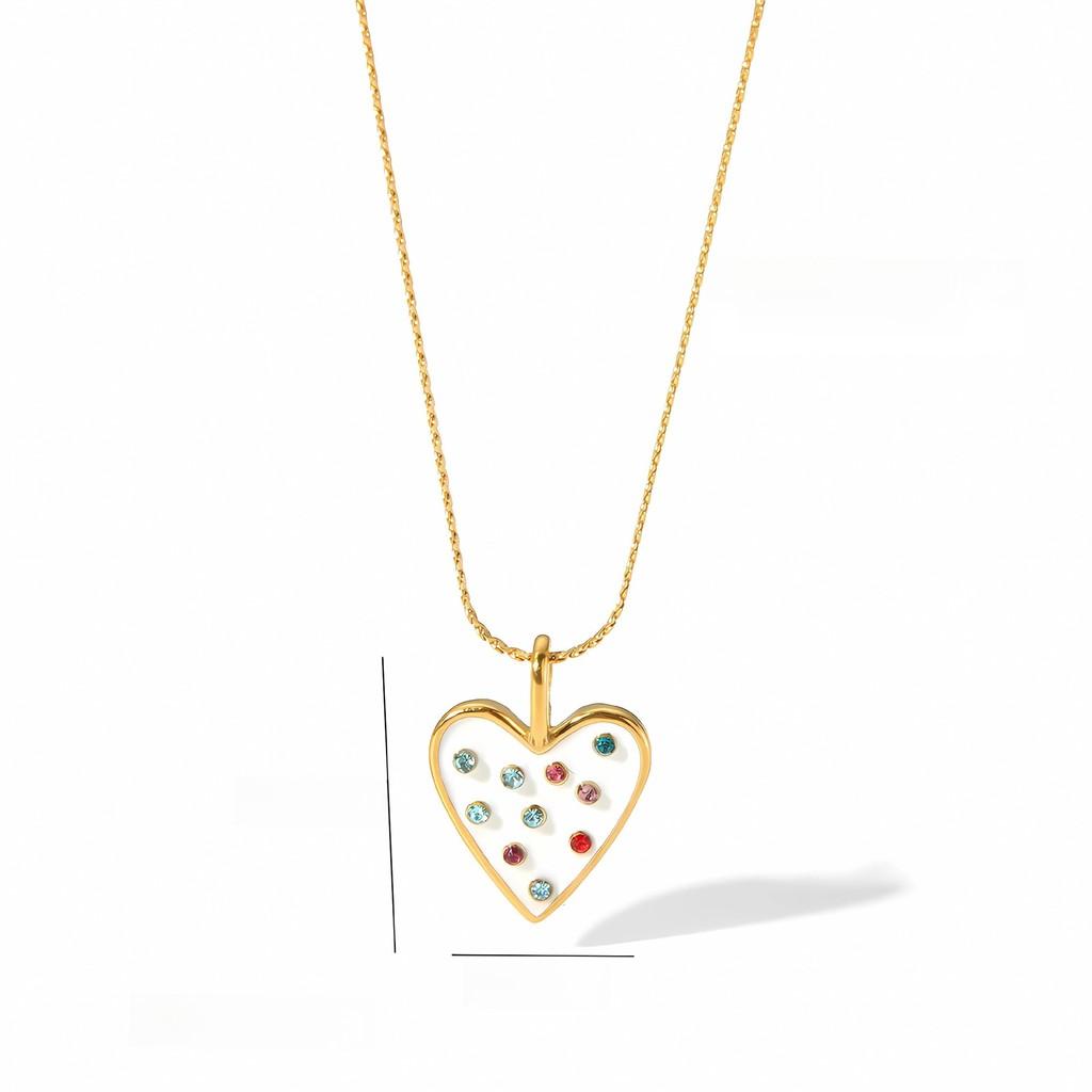 Style Heartshaped Necklace With 18k Gold Plating And Colorful Cz For Women
