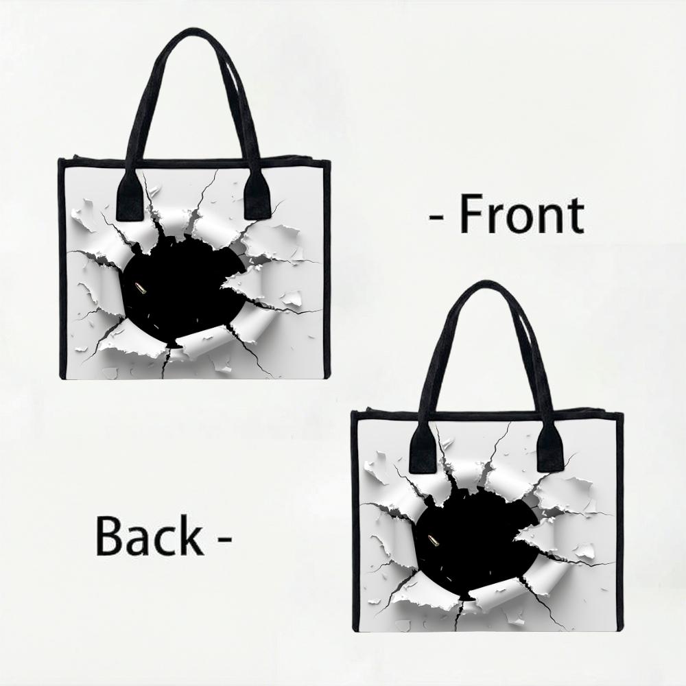 Crack Print Large Capacity Casual Tote Bag for Daily Shopping Commute