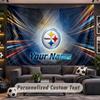 Wall Hanging Tapestry Custom NamePittsburgh Steelers Pattern Personalized Printed Fabric Wall Decor