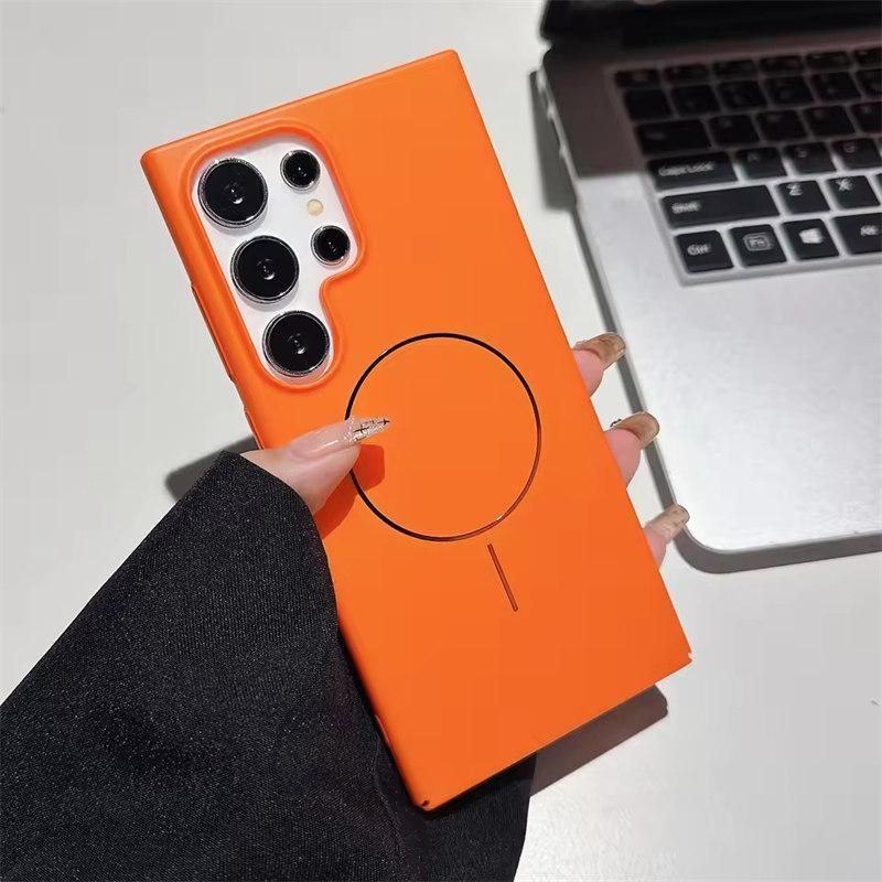 

Чехол-бампер с покрытием для Samsung S25 Ultra/S24 Ultra/S25 Plus/S23 - ударопрочный жесткий чехол с беспроводной зарядкой MagSafe Samsung S25 Ultra оранжевый