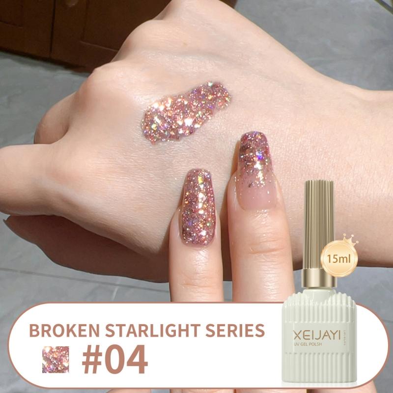 15ml Broken Straight Series Glitter Silver Gel Nail Polish Semi-permanent Varnish Soak Off Nail Art Base Top Coat