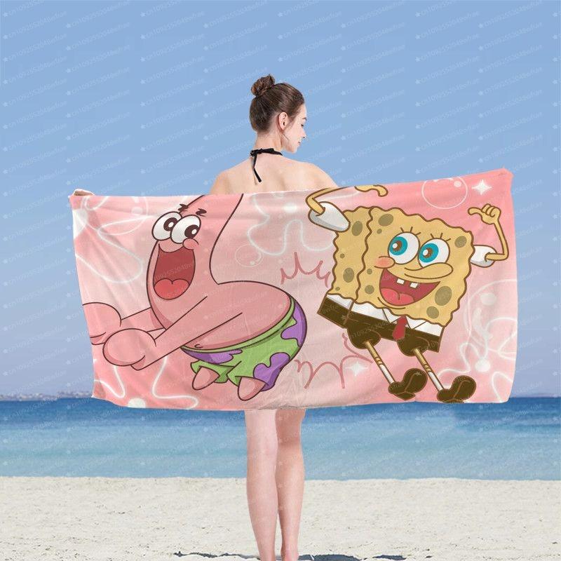 SpongeBob SquarePants Movie Microfiber Printed Beach Towel Mountaineering Yoga Beach Swimming Running Absorbent Towel