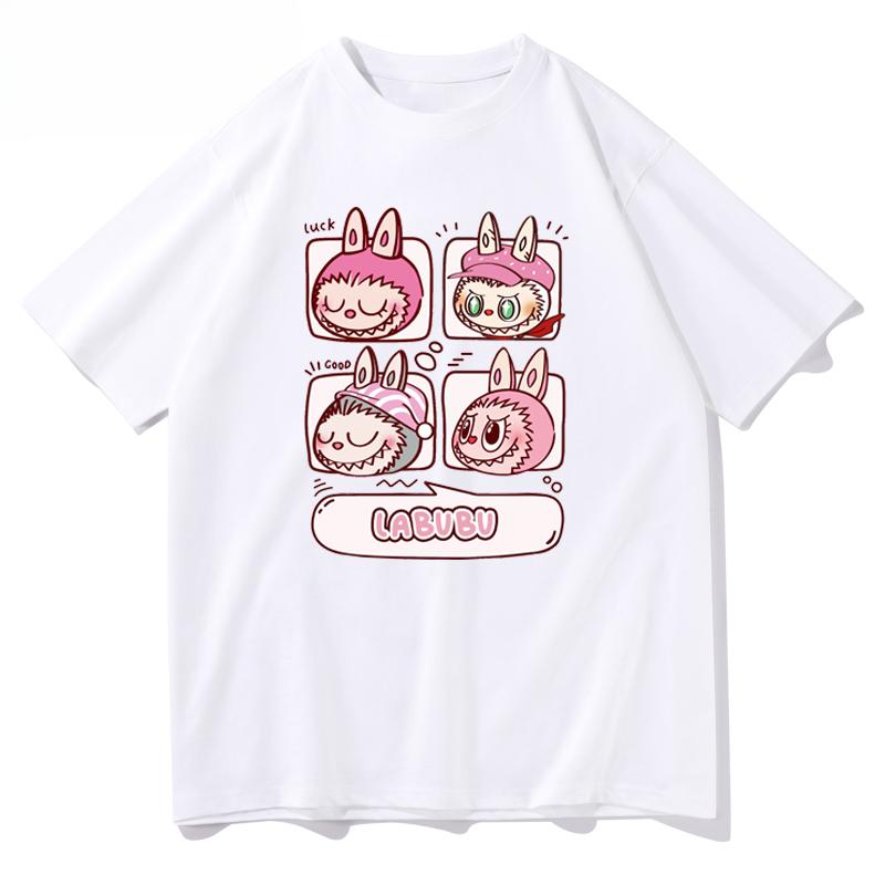 Labubu Graffiti Series Graphic T Shirts Daily Harajuku 100% Cotton Men Women Short Sleeve Vintage O-Neck Oversized Unisex Tops